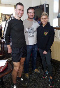 Rob Mills and Fiona Williams with Harriers Chairman Nick Barton (c) John Mayall